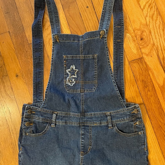 Blue Denim Jean Bib Overalls Juniors 13 By Hip Jeans Waist 36 Inseam 31 Pockets - Picture 4 of 6